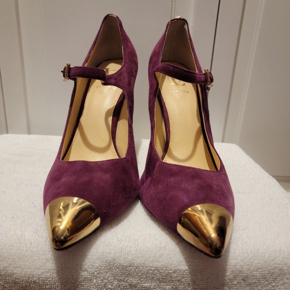 Vince Camuto Gold-Toe Pointed Berry Heels Size 10 - Picture 2 of 10